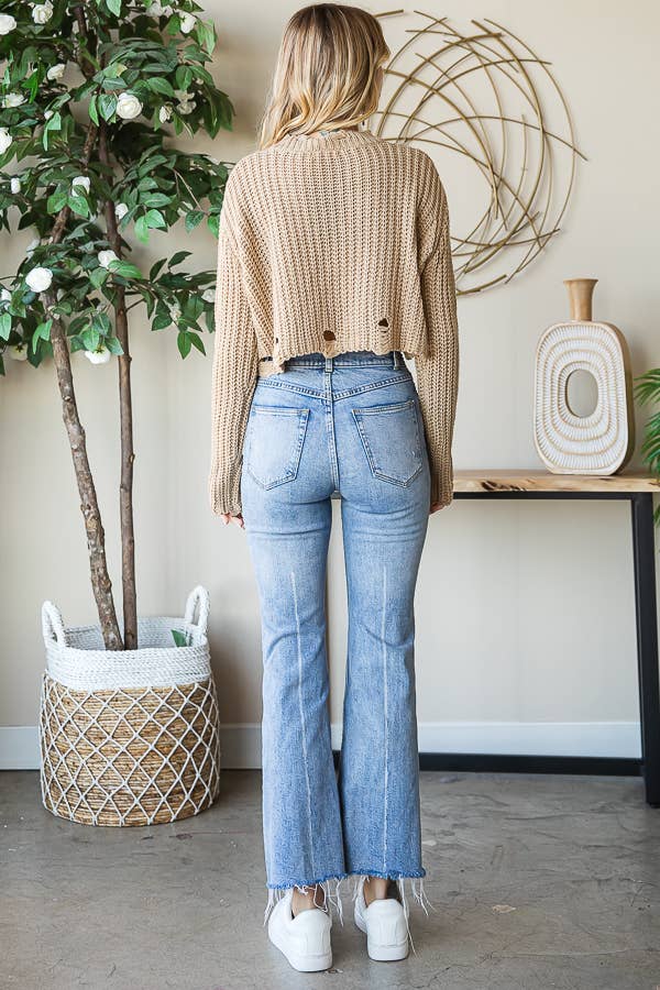 Distressed Cropped Sweater