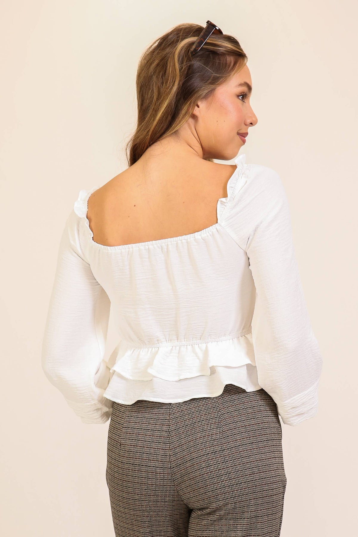 Ruched Peplum Long Sleeve Top 3