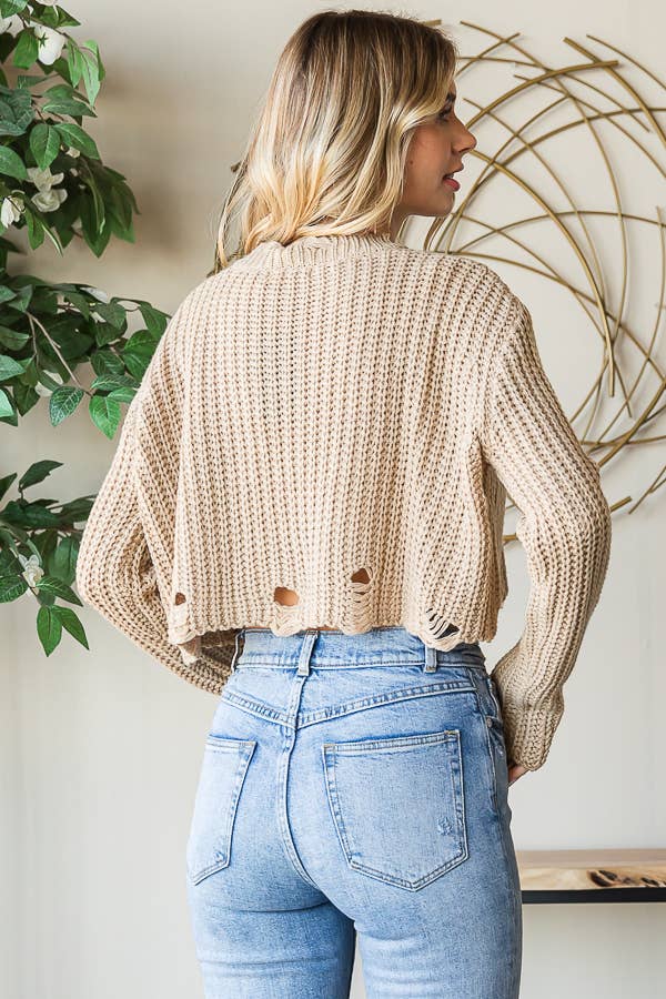 Distressed Cropped Sweater