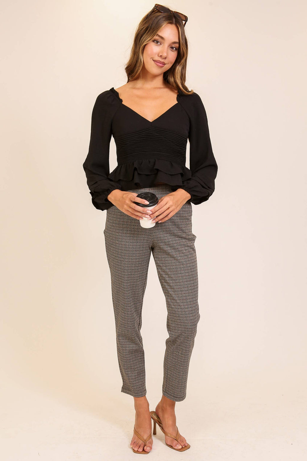 Ruched Peplum Long Sleeve Top 3