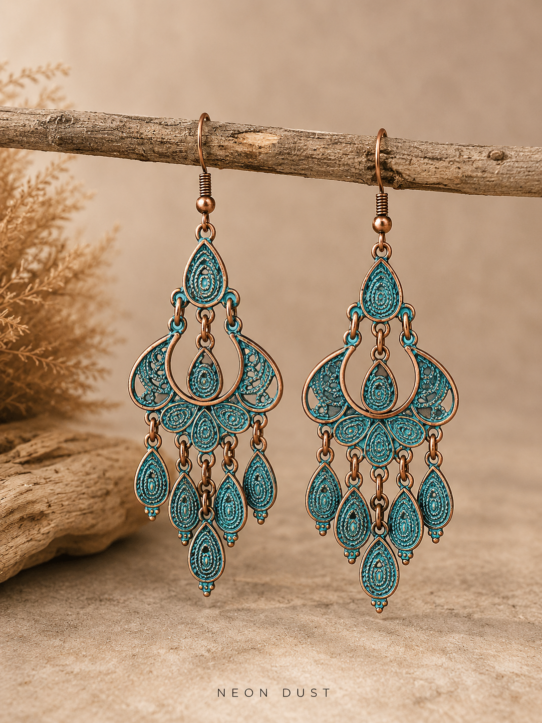 Turquoise Dust Chandelier Earrings