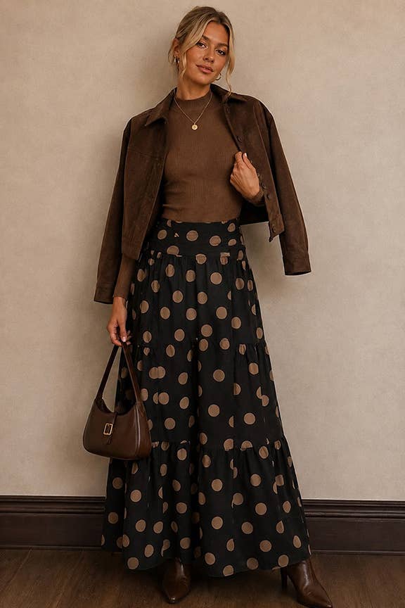 Tiered Polka Dot Wide Leg Pants