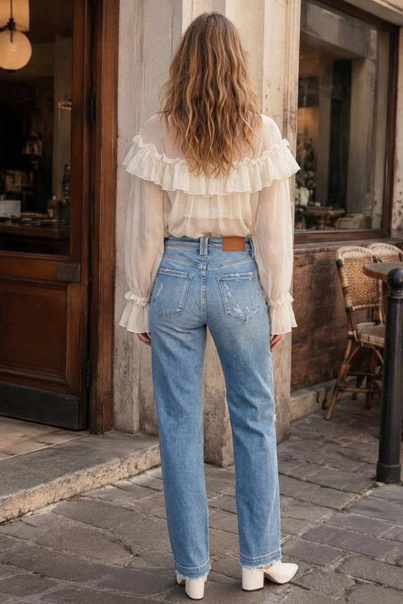 HIGH RISE TUMMY CONTROL  RELAXED STRAIGHT LEG JEANS