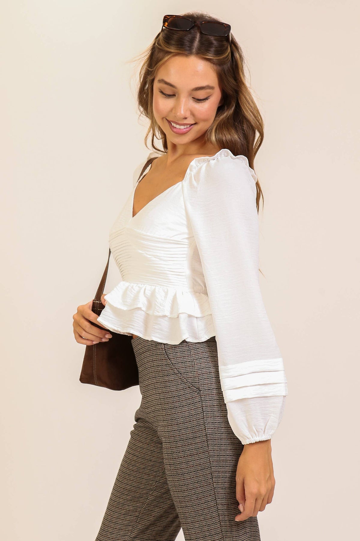 Ruched Peplum Long Sleeve Top 3