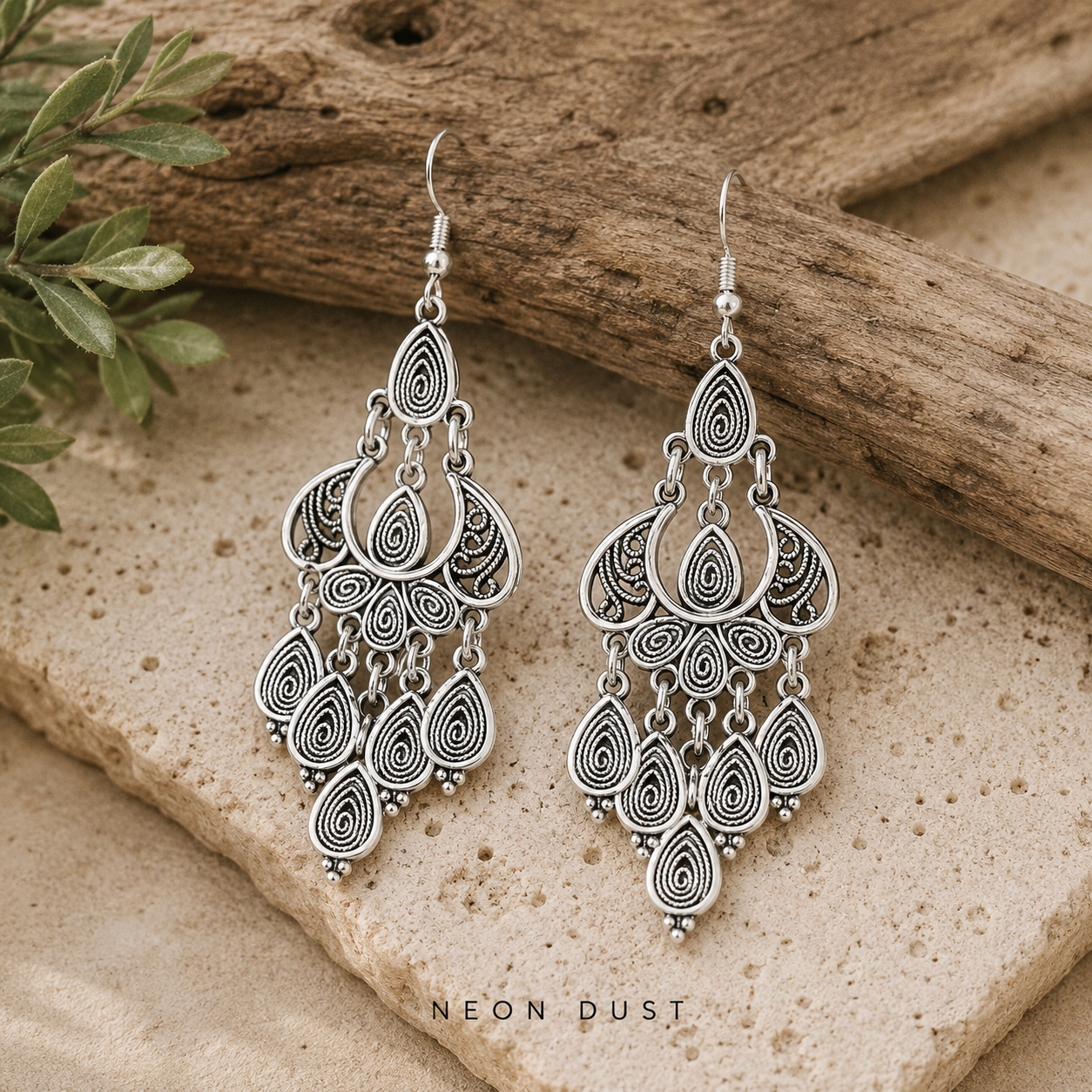 Silver Dust Chandelier Earrings