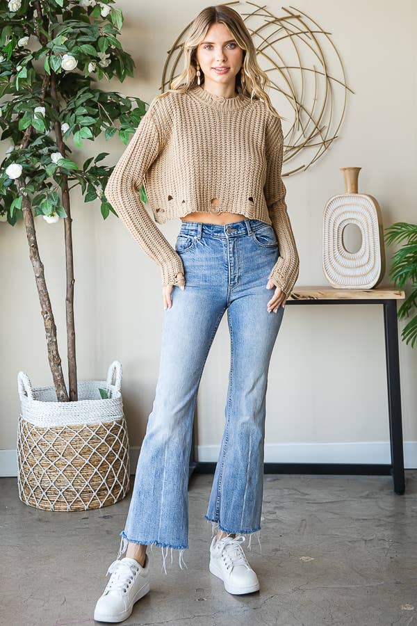 Distressed Cropped Sweater