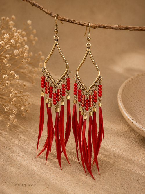 Boho Glam Feathered Earings