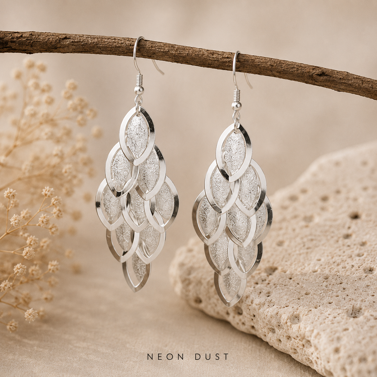 Silver Dust Cascade Earrings