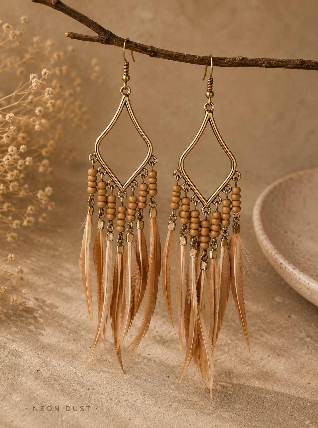 Boho Glam Feathered Earings