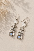 Moonstone Crescent Drop Earrings