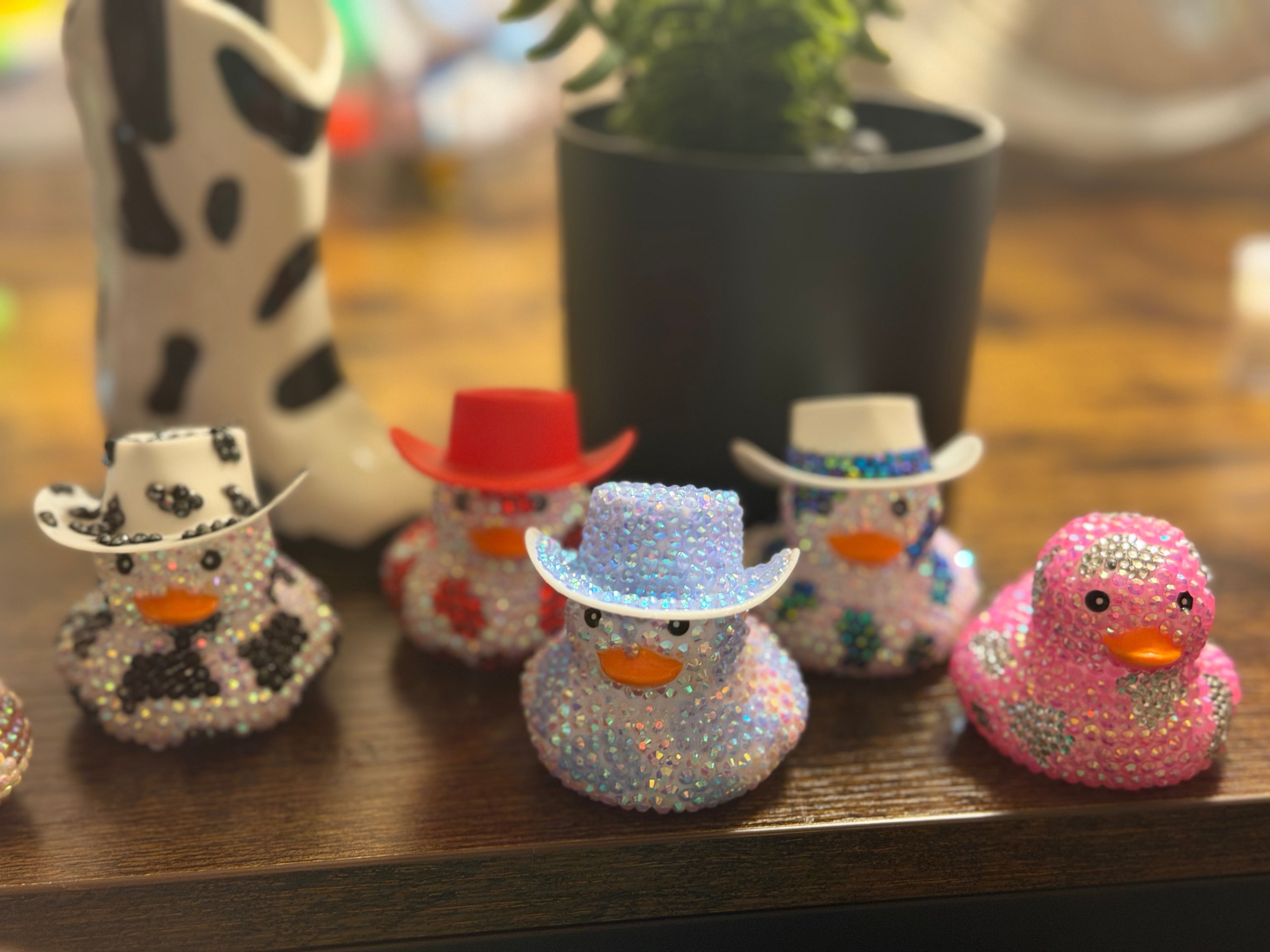 Cow Print Bedazzled Rubber Ducks