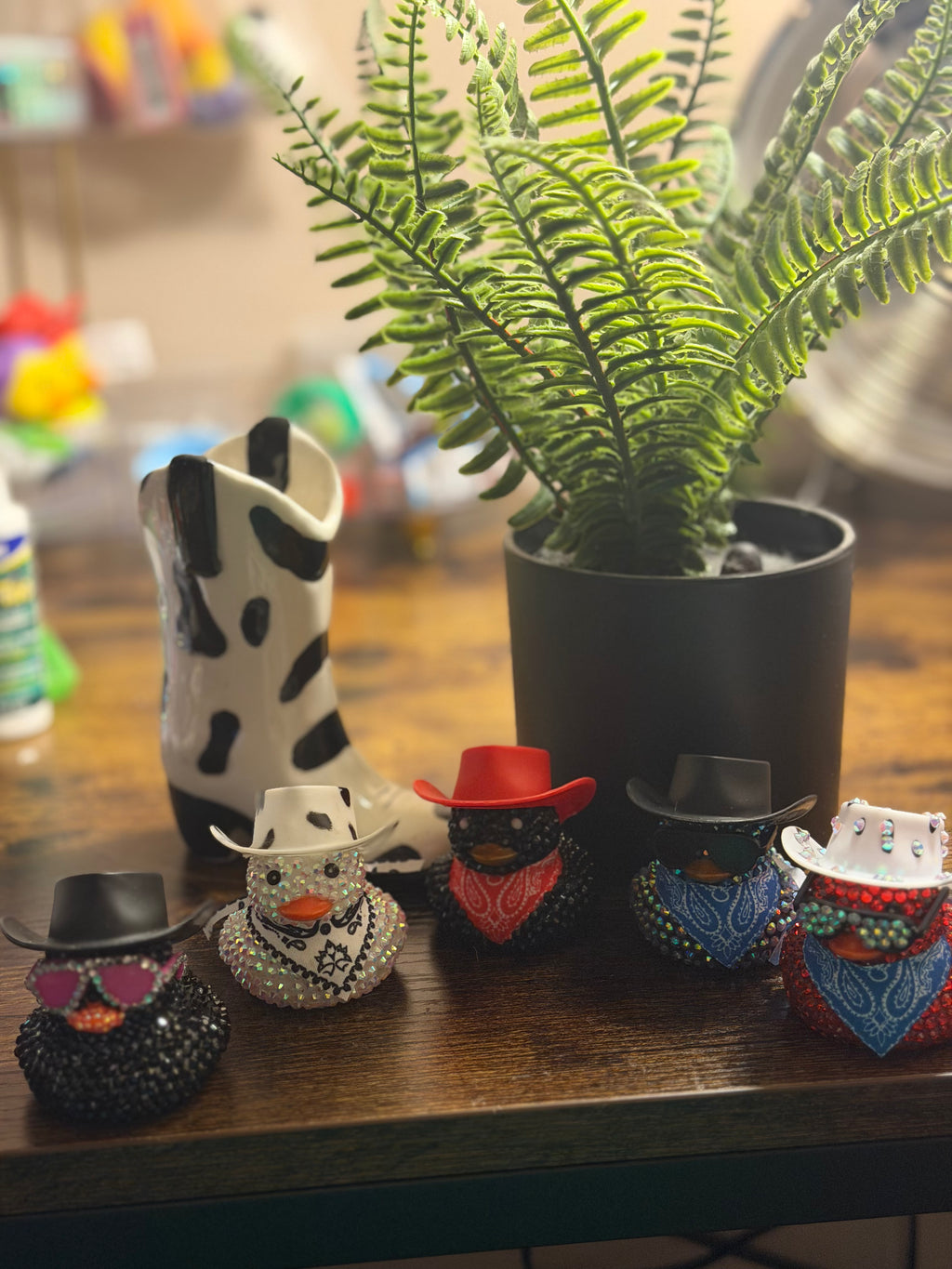 Cow Print Bedazzled Rubber Ducks