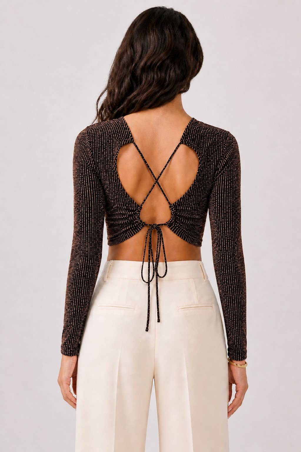 JT43499LBVS - LACE UP BACK CROP TOP