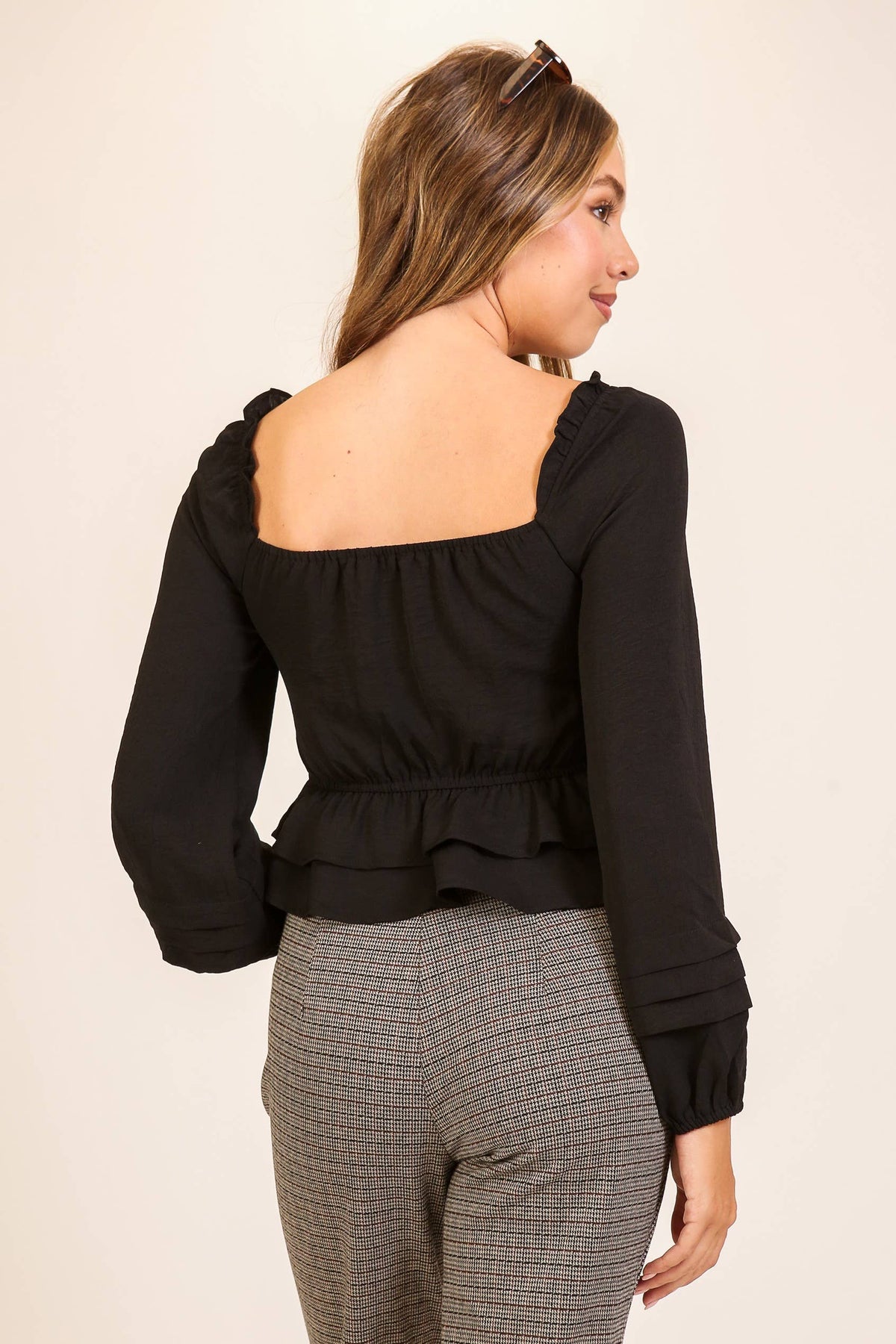 Ruched Peplum Long Sleeve Top 3