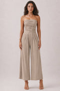 JR16435F - TUBE TOP W/SHIRRING PALAZZO ROMPER