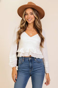 Ruched Peplum Long Sleeve Top 3