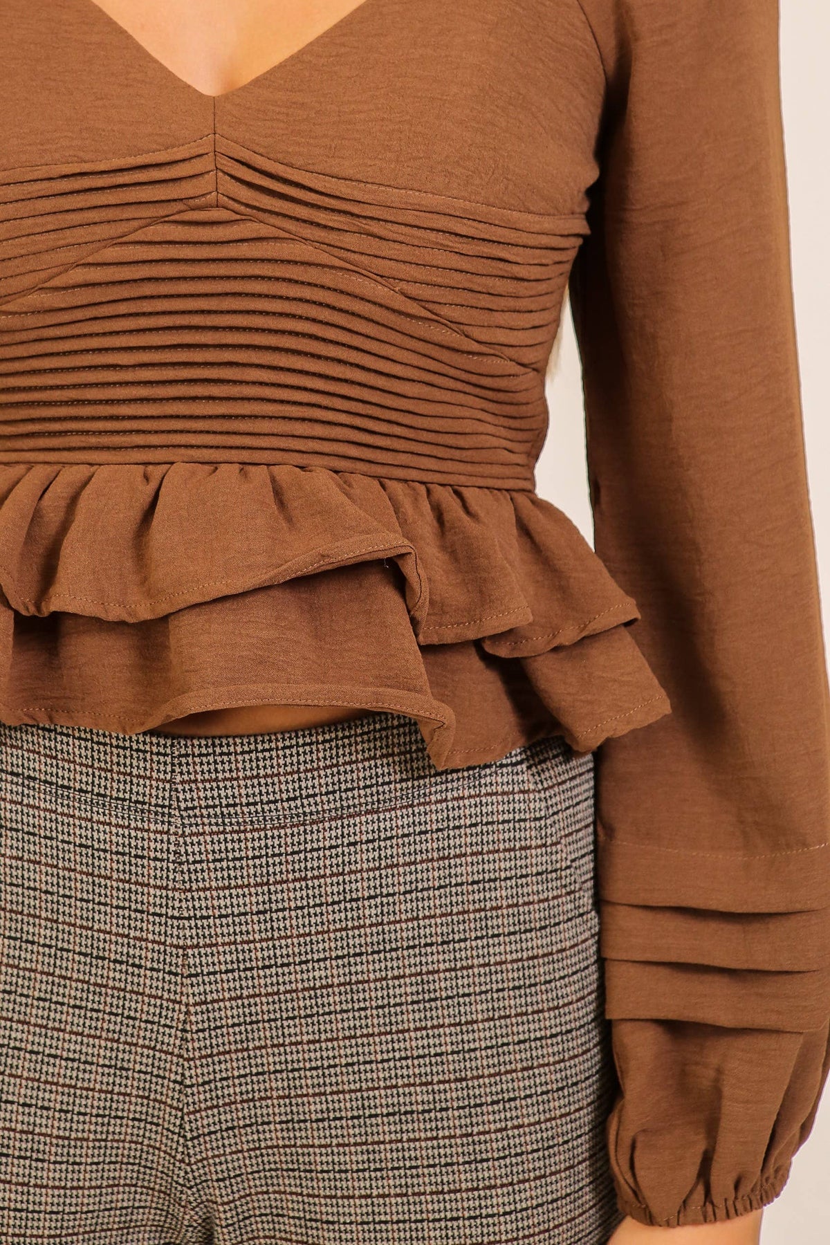 Ruched Peplum Long Sleeve Top 3