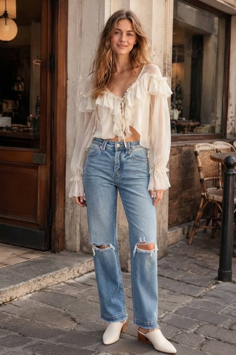 HIGH RISE TUMMY CONTROL  RELAXED STRAIGHT LEG JEANS