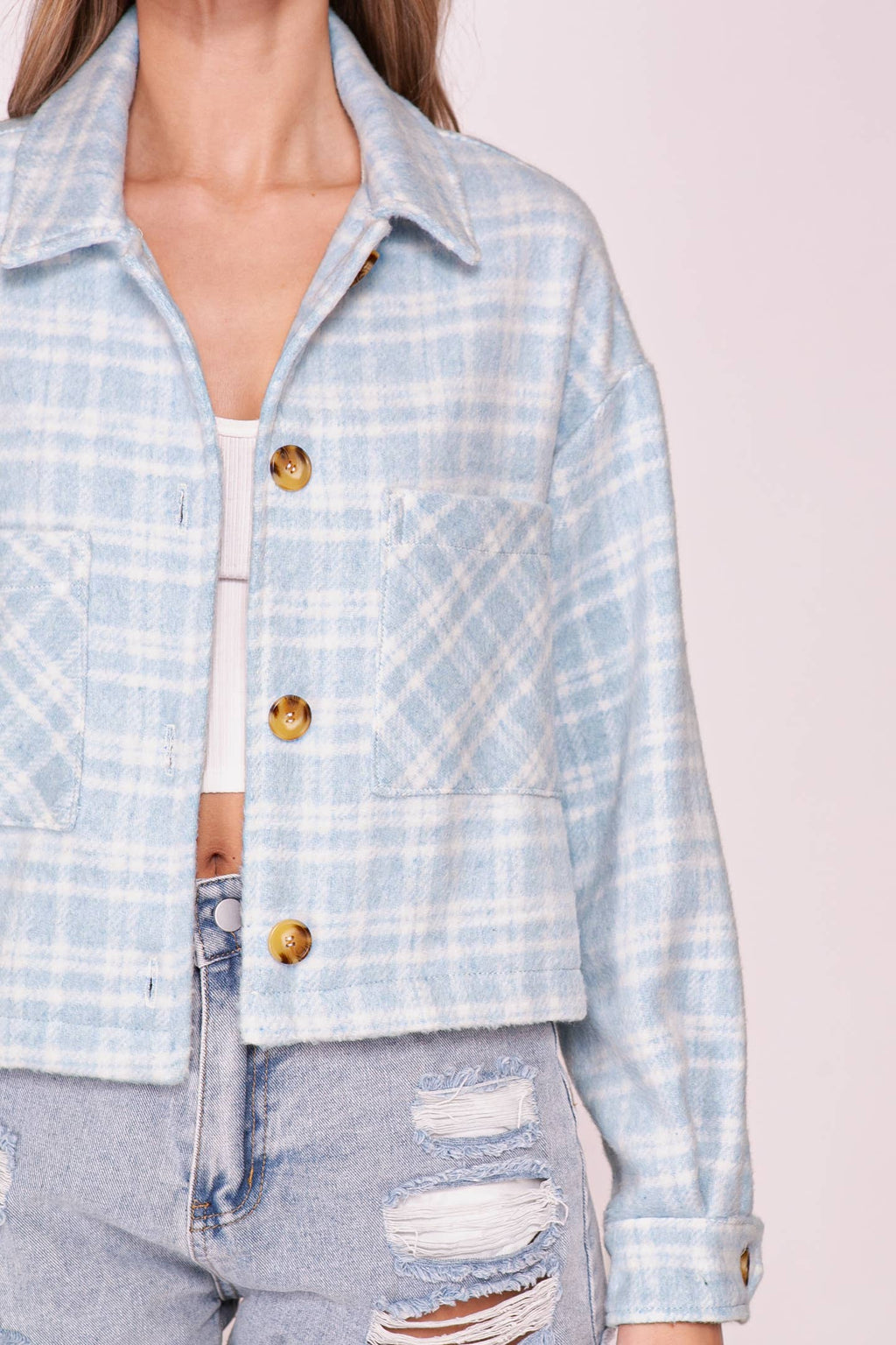 Plaid Button Front Shacket