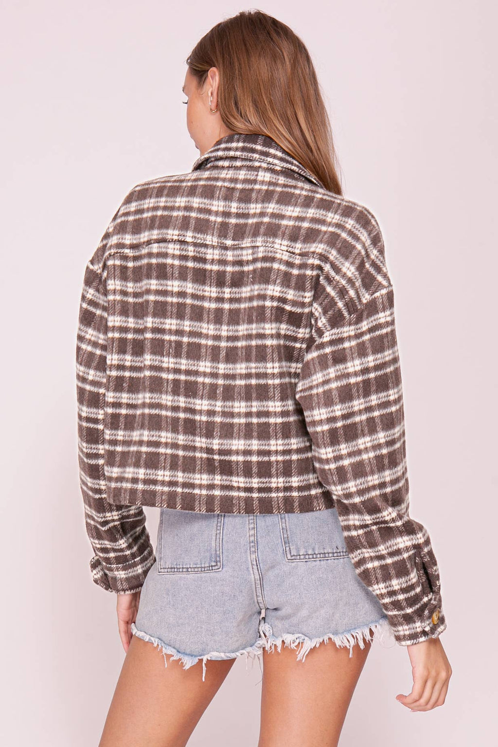 Plaid Button Front Shacket