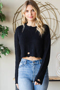 Distressed Cropped Sweater